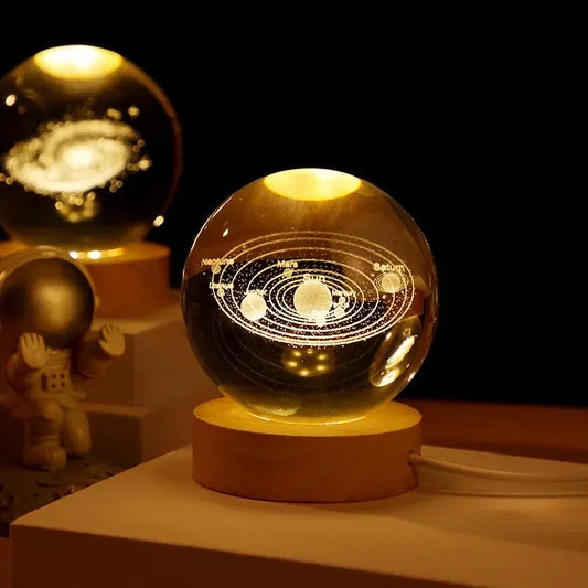 USB LED Night Light Galaxy Crystal Ball Lamp 3D Planet Moon Lamp