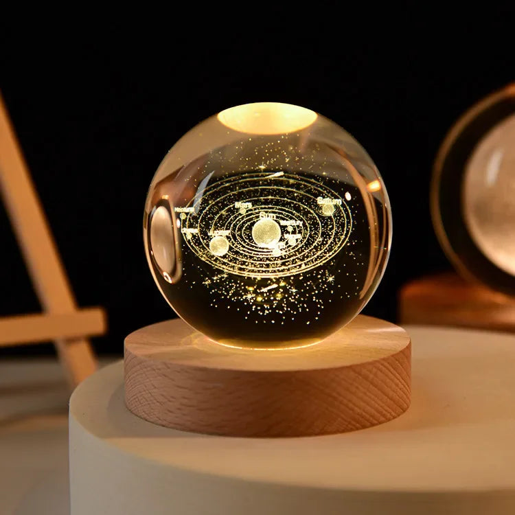 USB LED Night Light Galaxy Crystal Ball Lamp 3D Planet Moon Lamp
