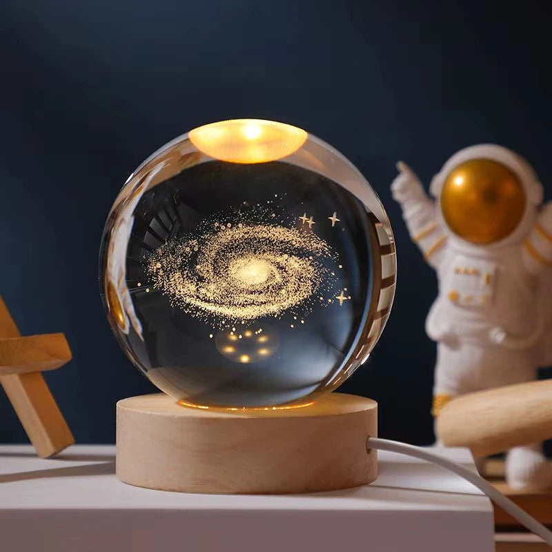 USB LED Night Light Galaxy Crystal Ball Lamp 3D Planet Moon Lamp