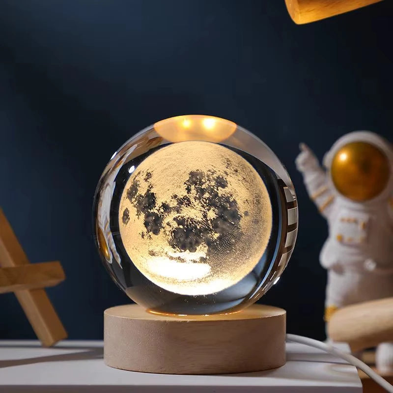 USB LED Night Light Galaxy Crystal Ball Lamp 3D Planet Moon Lamp