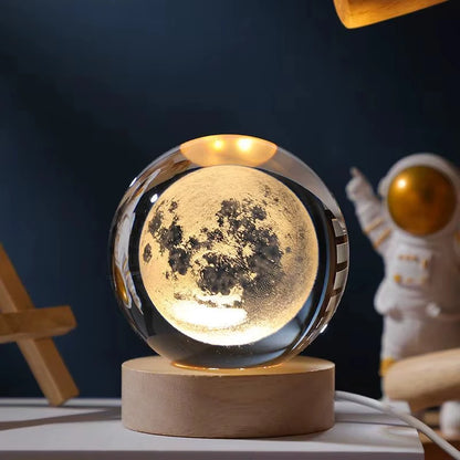 USB LED Night Light Galaxy Crystal Ball Lamp 3D Planet Moon Lamp