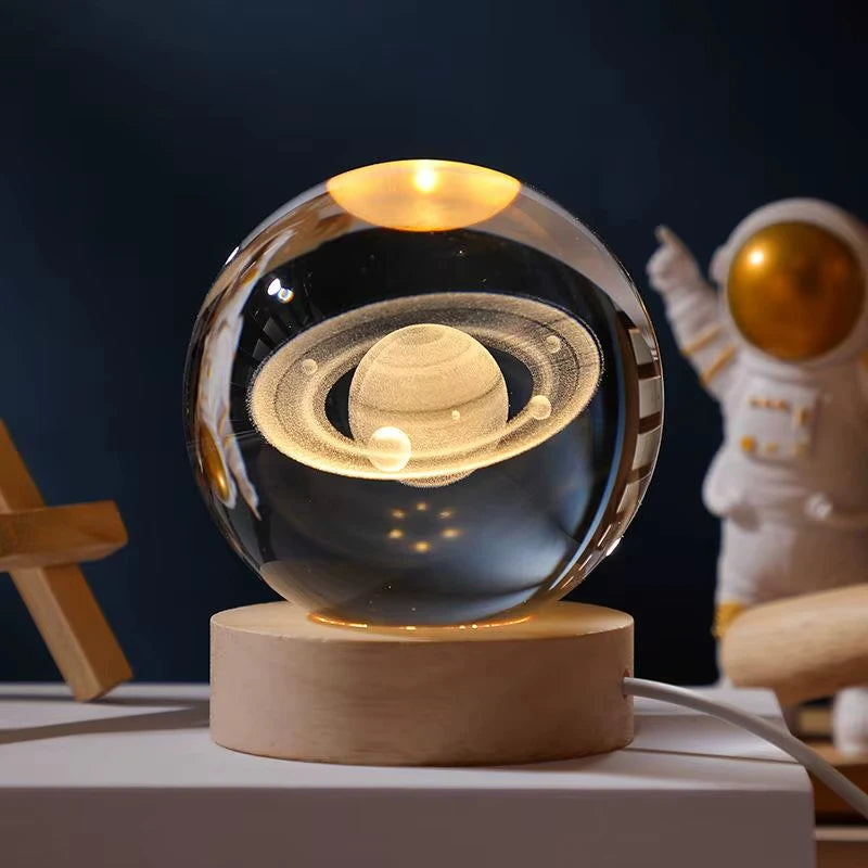 USB LED Night Light Galaxy Crystal Ball Lamp 3D Planet Moon Lamp