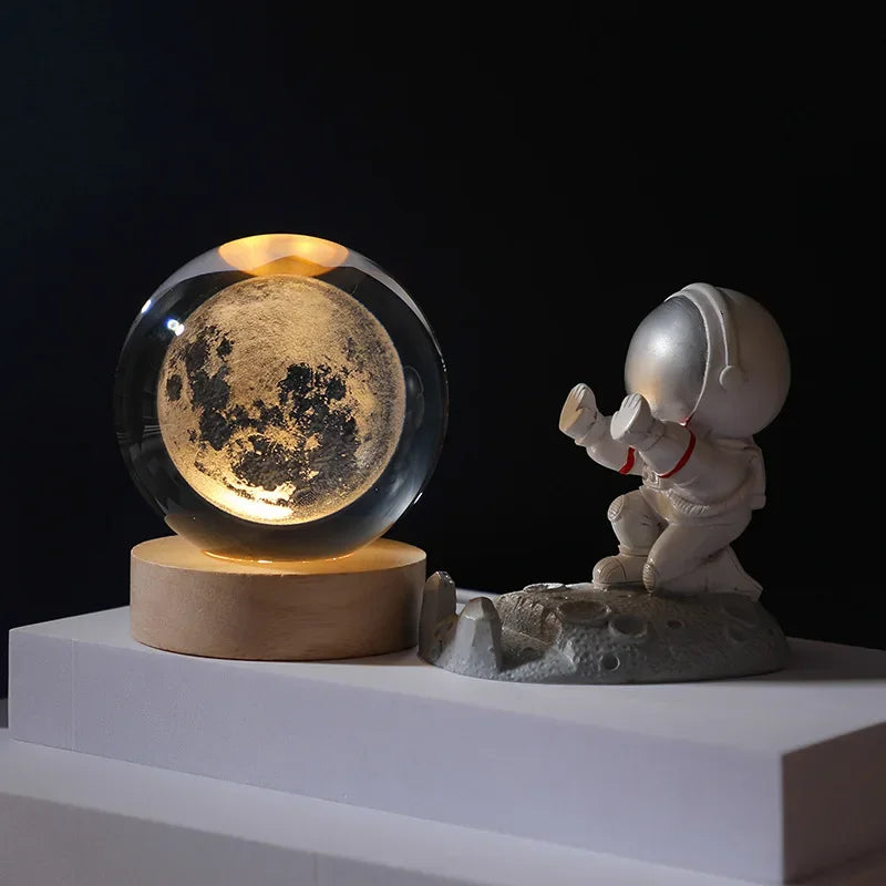 USB LED Night Light Galaxy Crystal Ball Lamp 3D Planet Moon Lamp