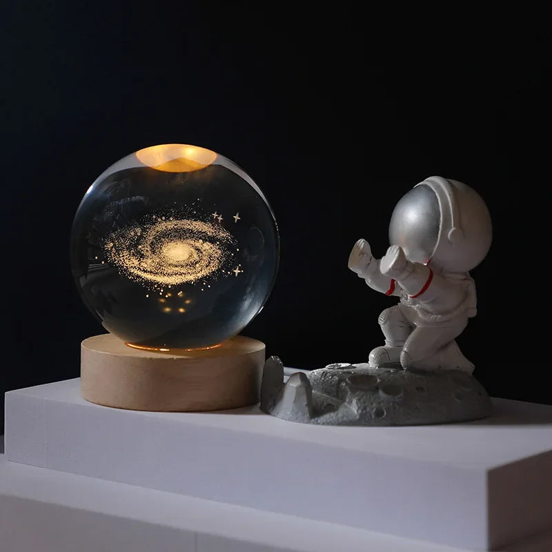 USB LED Night Light Galaxy Crystal Ball Lamp 3D Planet Moon Lamp