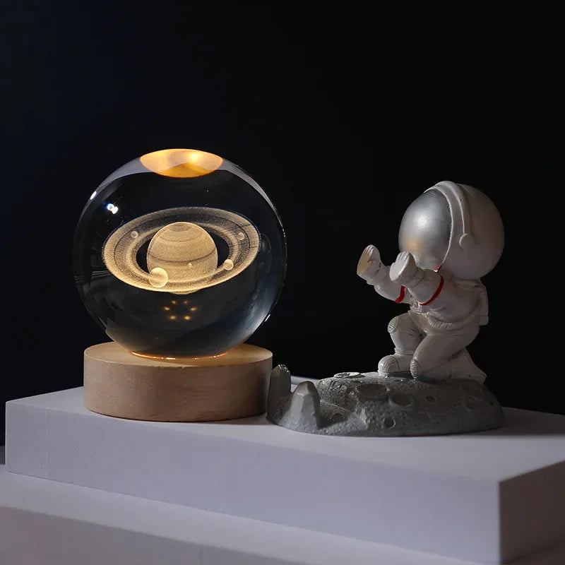 USB LED Night Light Galaxy Crystal Ball Lamp 3D Planet Moon Lamp
