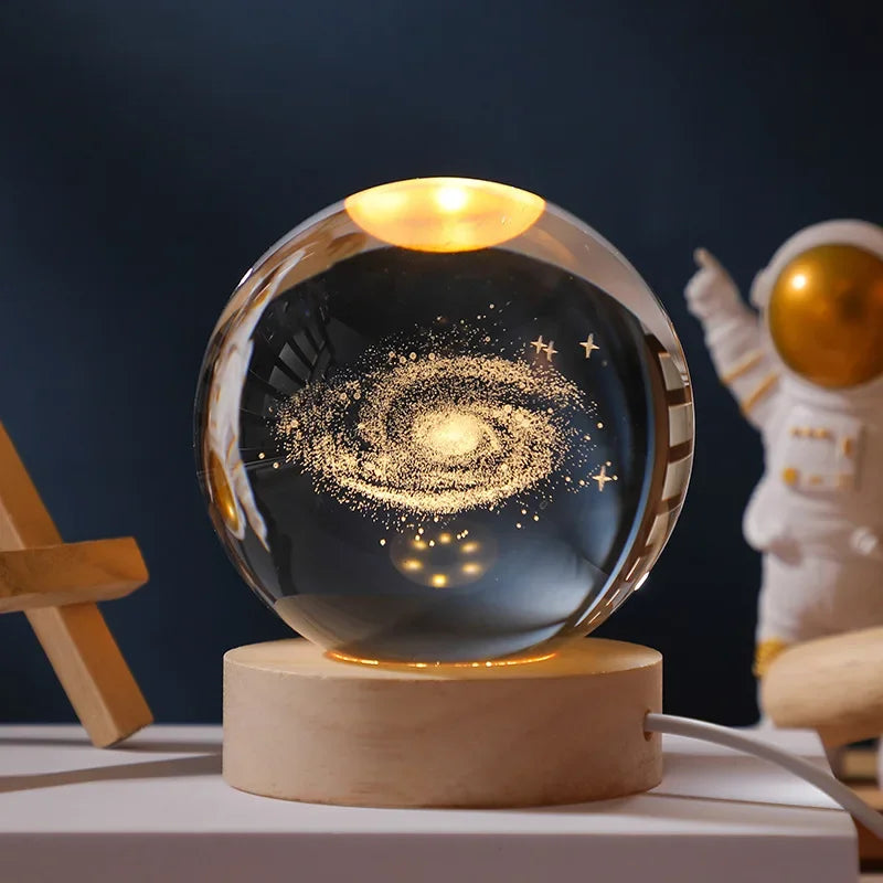 USB LED Night Light Galaxy Crystal Ball Lamp 3D Planet Moon Lamp
