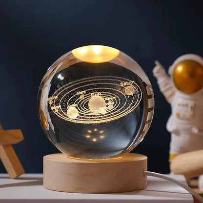 USB LED Night Light Galaxy Crystal Ball Lamp 3D Planet Moon Lamp