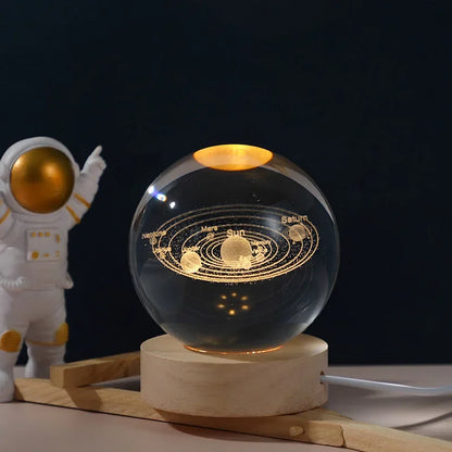 USB LED Night Light Galaxy Crystal Ball Lamp 3D Planet Moon Lamp