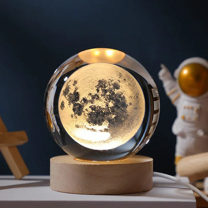 USB LED Night Light Galaxy Crystal Ball Lamp 3D Planet Moon Lamp