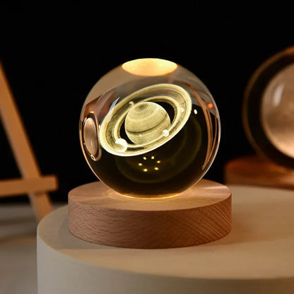 USB LED Night Light Galaxy Crystal Ball Lamp 3D Planet Moon Lamp